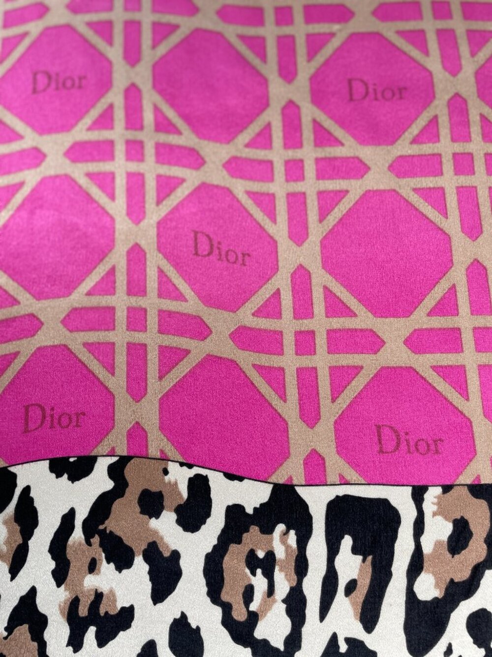 Vintage Christian Dior Silk Chiffon Scarf Leopard Pink Logo 66" x 24" - Picture 11 of 16